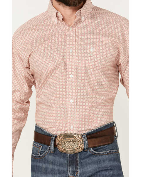 Image #3 - Ariat Men's Derrick Geo Print Long Sleeve Button-Down Western Shirt - Tall , Rust Copper, hi-res