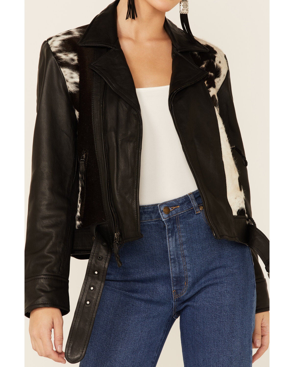 cow print leather jacket