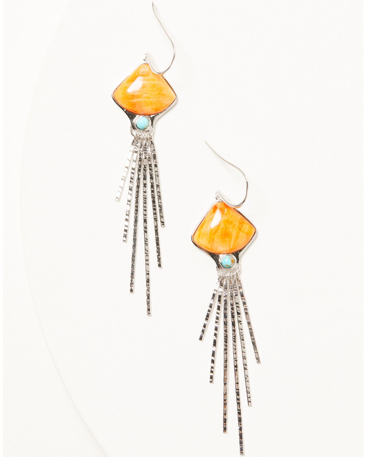 Image #2 - Paige Wallace Women's Spiny Oyster Wave Dangle Earrings, Orange, hi-res