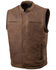 Image #1 - Milwaukee Leather Men's Rustler Concealed Carry Vintage Motorcycle Leather Vest, Brown, hi-res