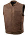 Image #1 - Milwaukee Leather Men's Rustler Concealed Carry Vintage Motorcycle Leather Vest, Brown, hi-res