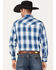 Ely Walker Men's Plaid Print Long Sleeve Snap Western Shirt, Blue, hi-res