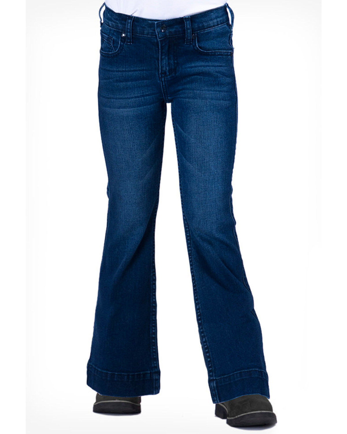 Image #2 - Cowgirl Tuff Girls' Medium Wash Flex Trousers, , hi-res