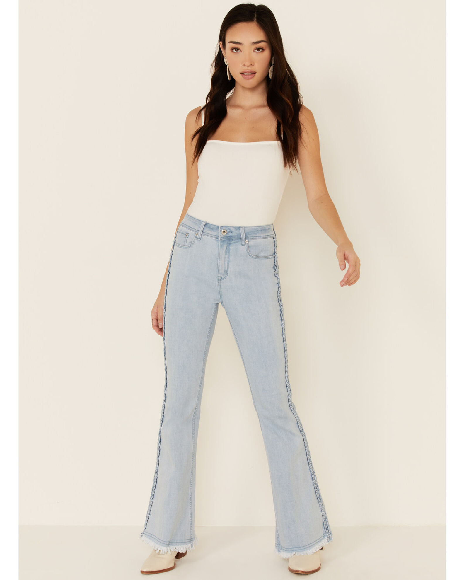 Distressed flare discount leg jeans