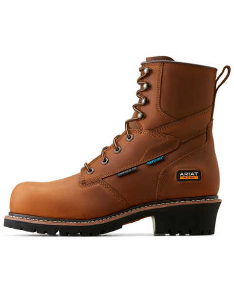 Image #2 - Ariat Men's 8" Logger Shock Shield Waterproof Work Boots - Composite Toe , Brown, hi-res