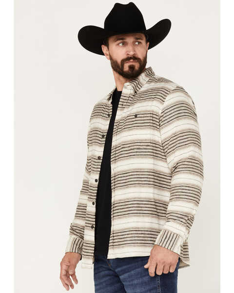 North River Men's Stripe Long Sleeve Button Down Flannel Shirt, Cream, hi-res