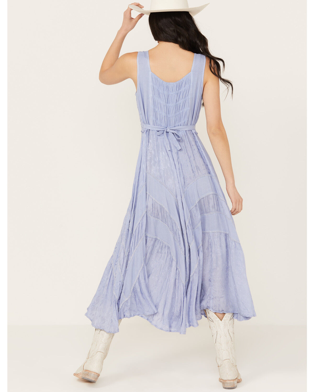 Image #4 - Scully Women's Lace-Up Jacquard Maxi Dress, Light Blue, hi-res