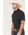 Panhandle Men's Performance Longhorn Print Short Sleeve Button Down Western Shirt , Black, hi-res