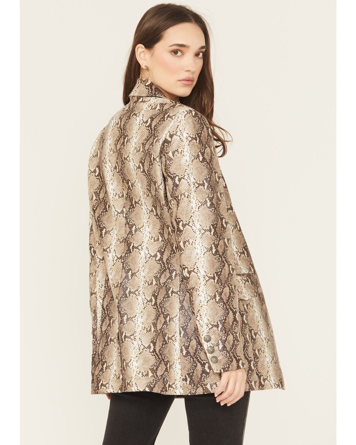 Image #4 - Ariat Women's Faux Snakeskin Embossed Blazer, Lt Brown, hi-res