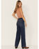 Cleo + Wolf Women's Medium Wash High Rise Patchwork Distressed Straight Jeans, Dark Wash, hi-res