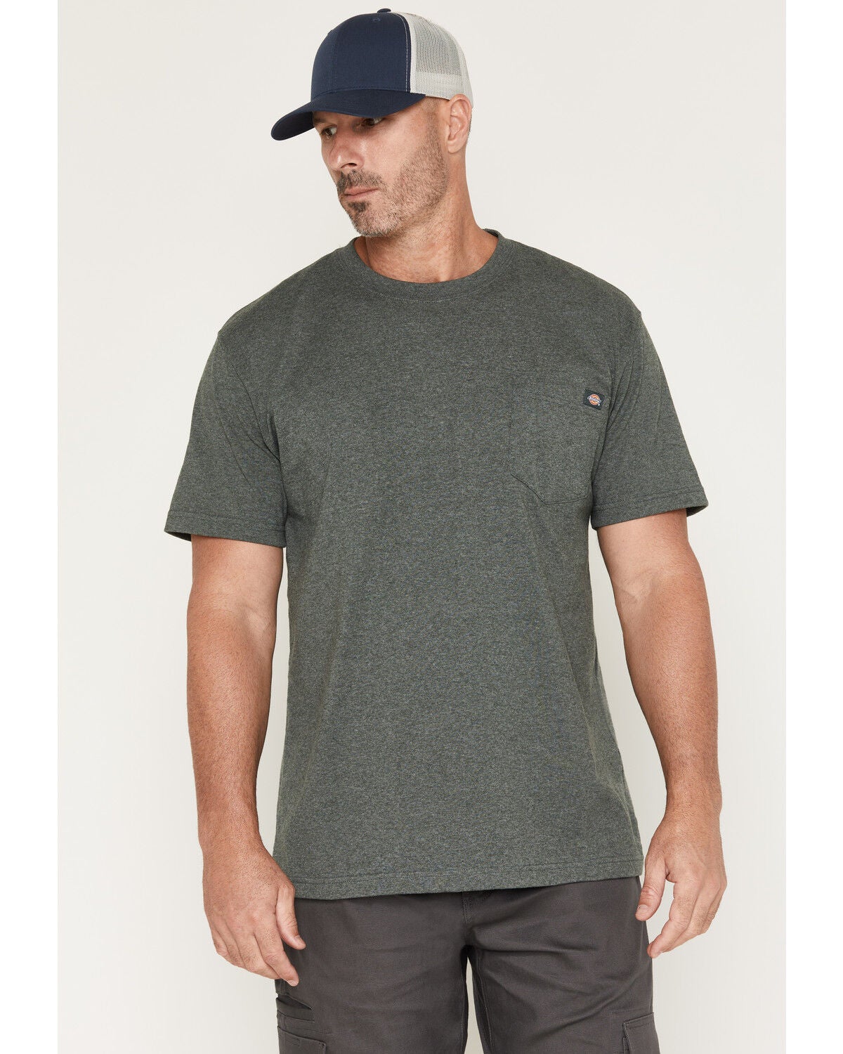 Image #1 - Dickies Men's Short Sleeve Heavyweight Work Shirt, Heather Green, hi-res