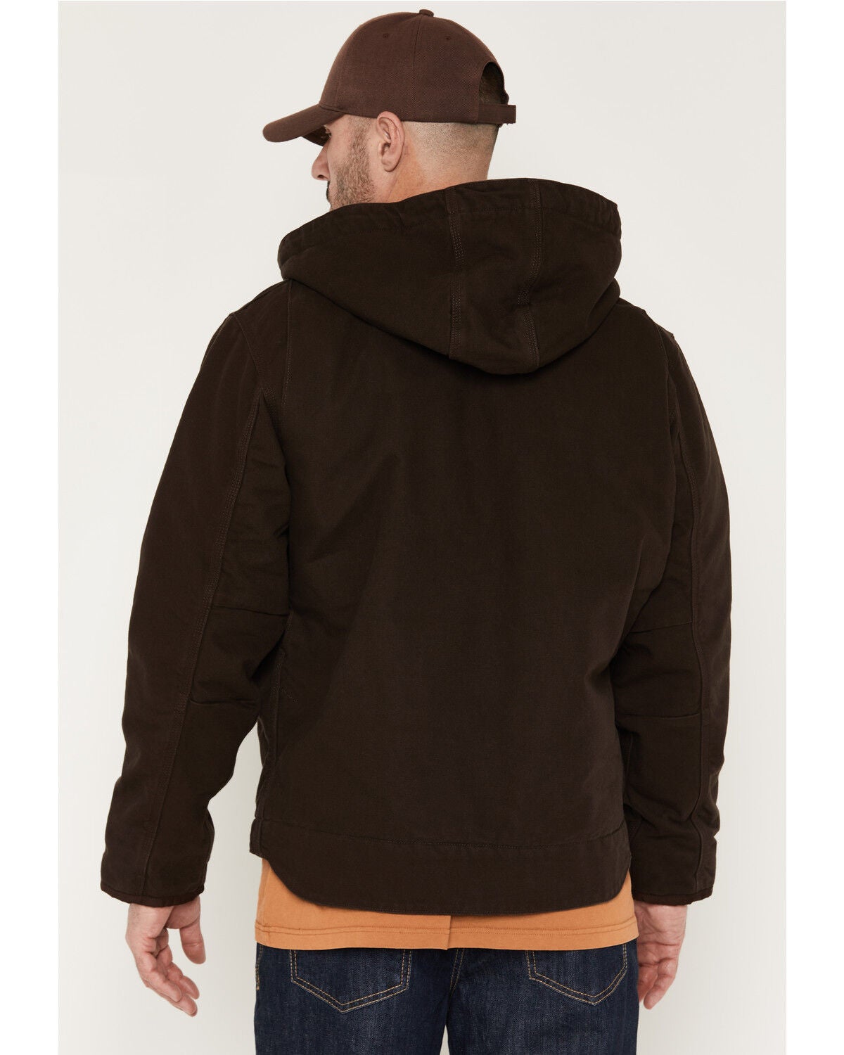 Image #4 - Carhartt Men's Washed Duck Sherpa Lined Hooded Work Jacket - Big & Tall, Dark Brown, hi-res