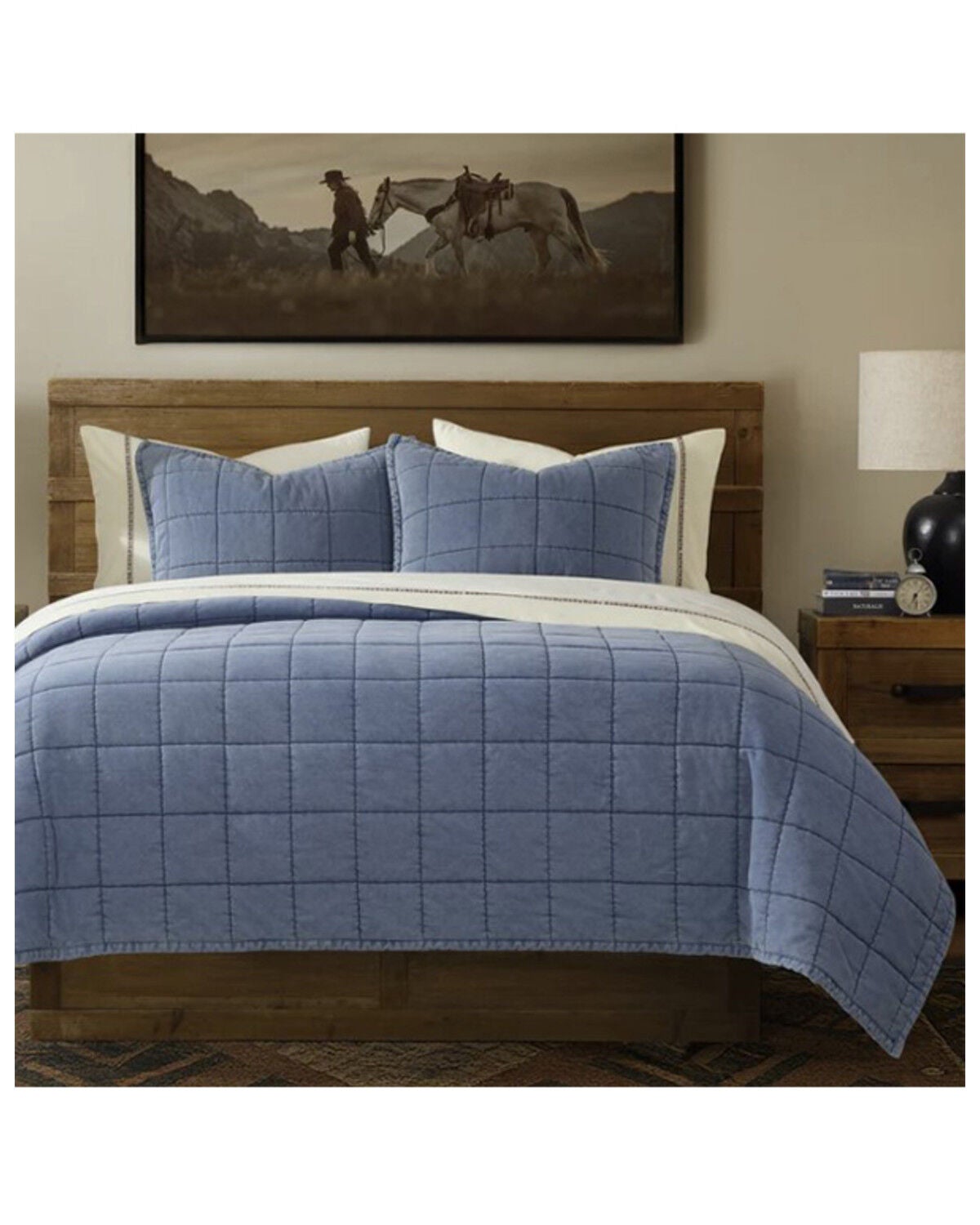 Image #4 - HiEnd Accents Stonewashed Denim Twin Size Quilt Set - 2 Piece, Blue, hi-res