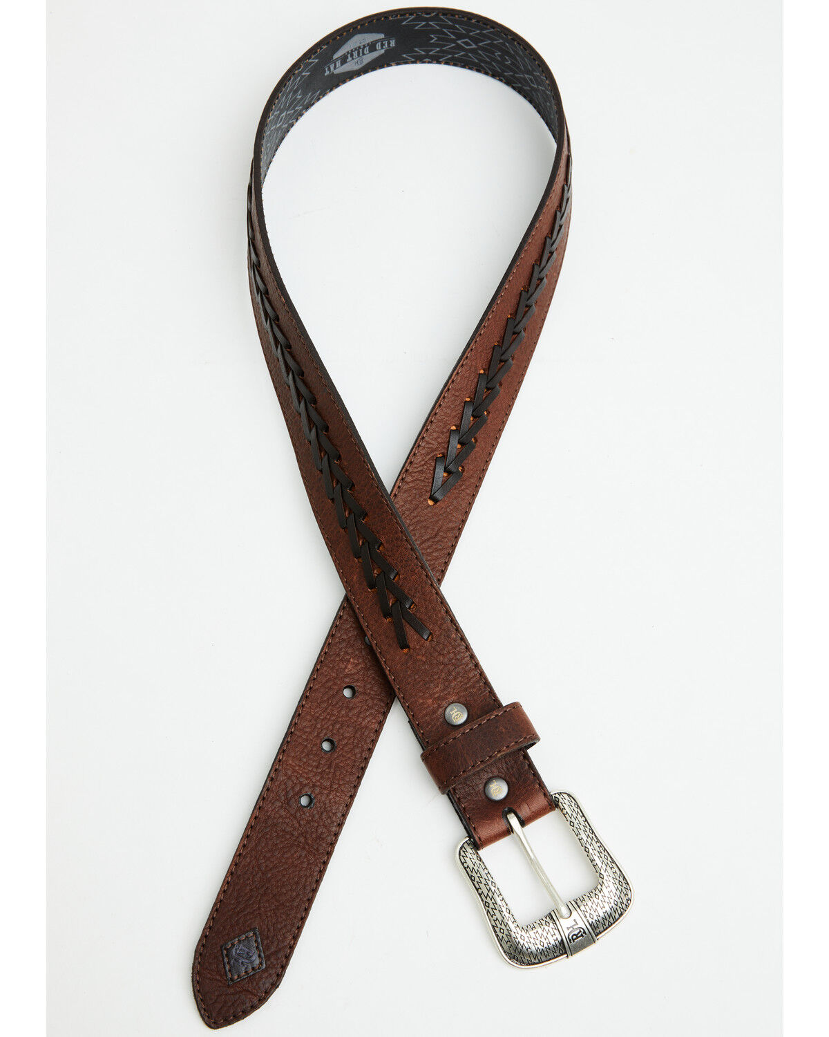 Image #2 - Red Dirt Hat Men's Arrow Stitch Leather Belt, Brown, hi-res