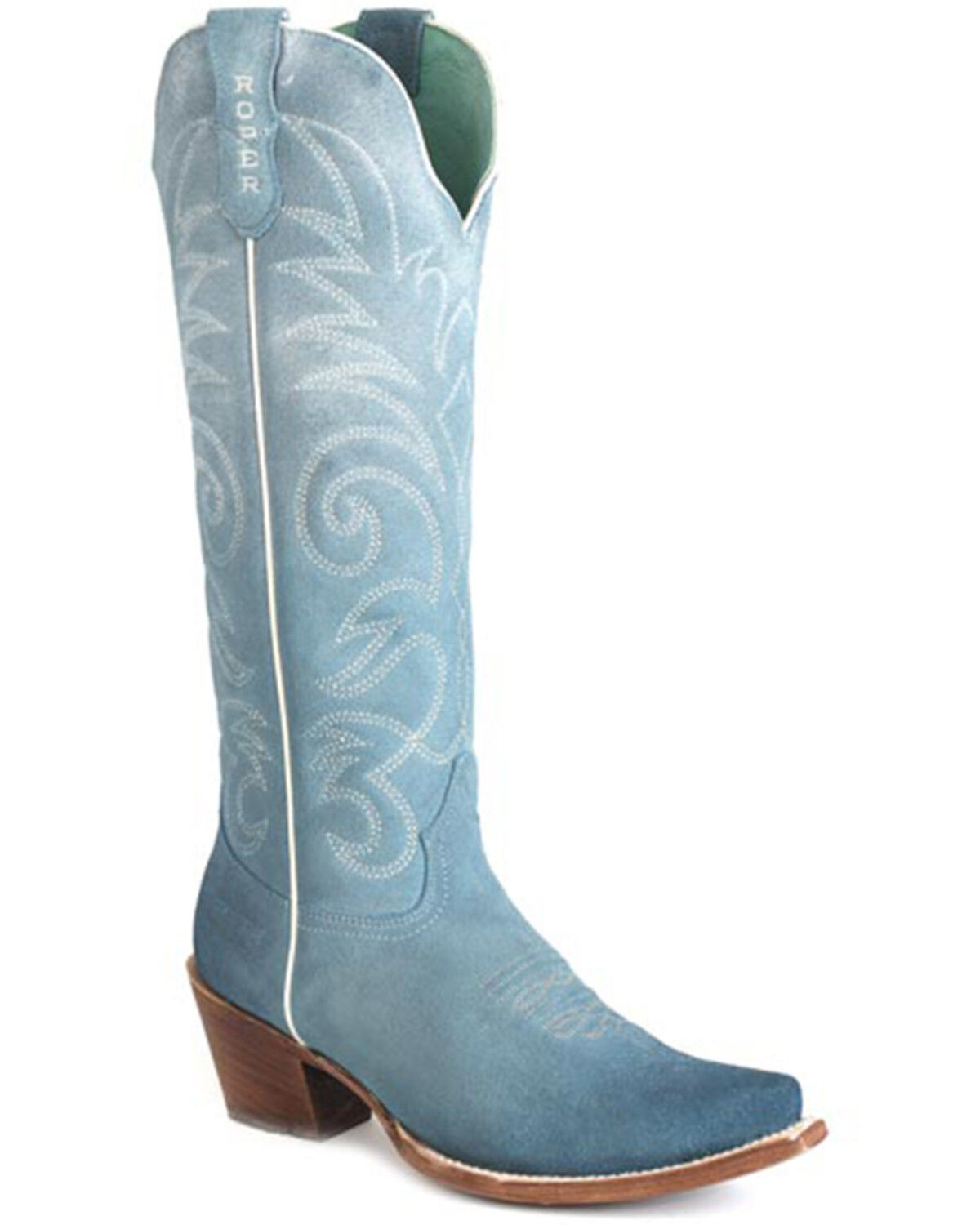 Image #1 - Roper Women's Persuede Tall Western Boots - Snip Toe, Blue, hi-res