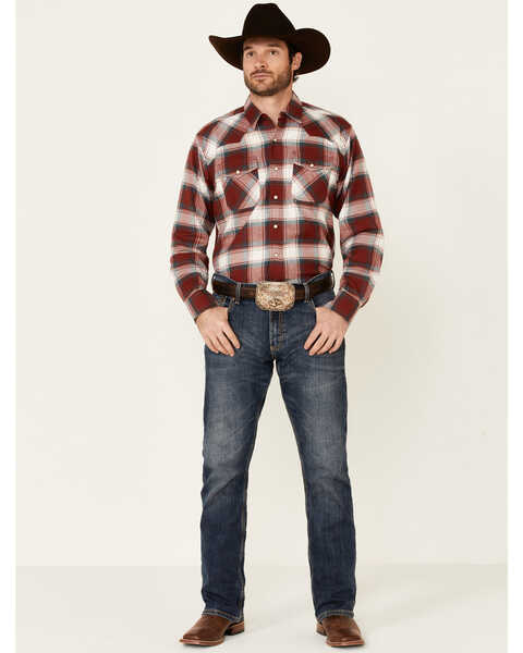 Image #2 - Ariat Men's Hillsboro Retro Large Plaid Long Sleeve Snap Western Flannel Shirt , Red, hi-res