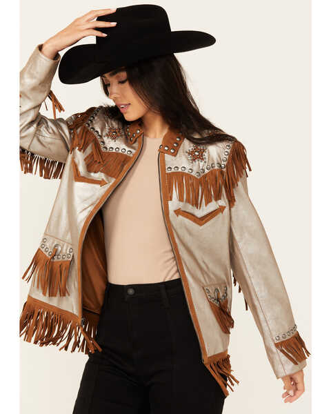 Double D Ranch Women's Silver Ryder Jacket , Silver, hi-res
