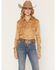 Image #1 - Cowgirl Hardware Women's Faux Suede Long Sleeve Snap Stretch Western Shirt, Tan, hi-res