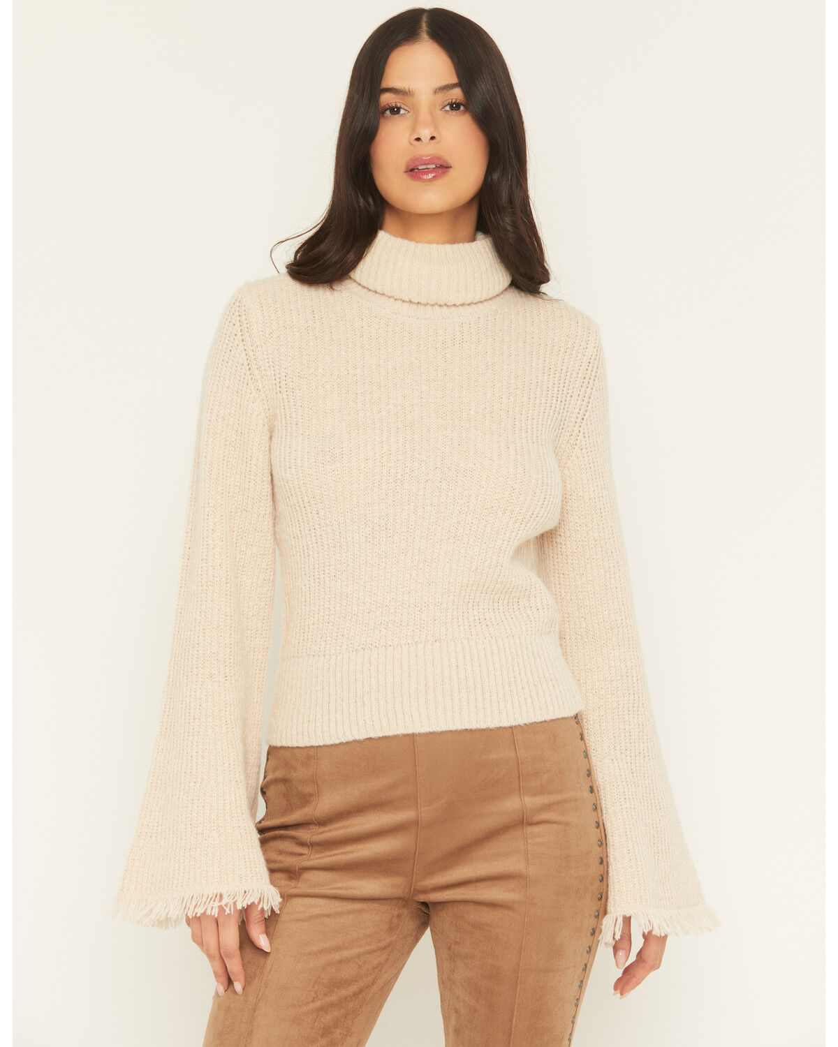 Shyanne Women's Bell Sleeve Marled Sweater, Oatmeal, hi-res