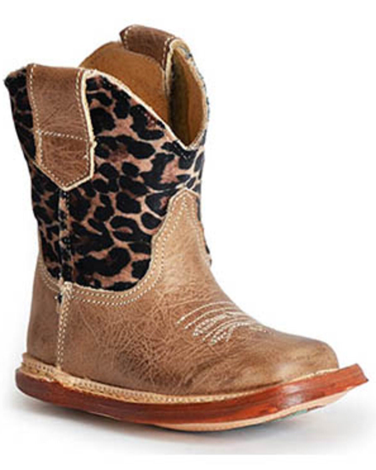 Roper Infant Girls' Cowbabies Cheetah Western Boots - Broad Square Toe, Brown, hi-res