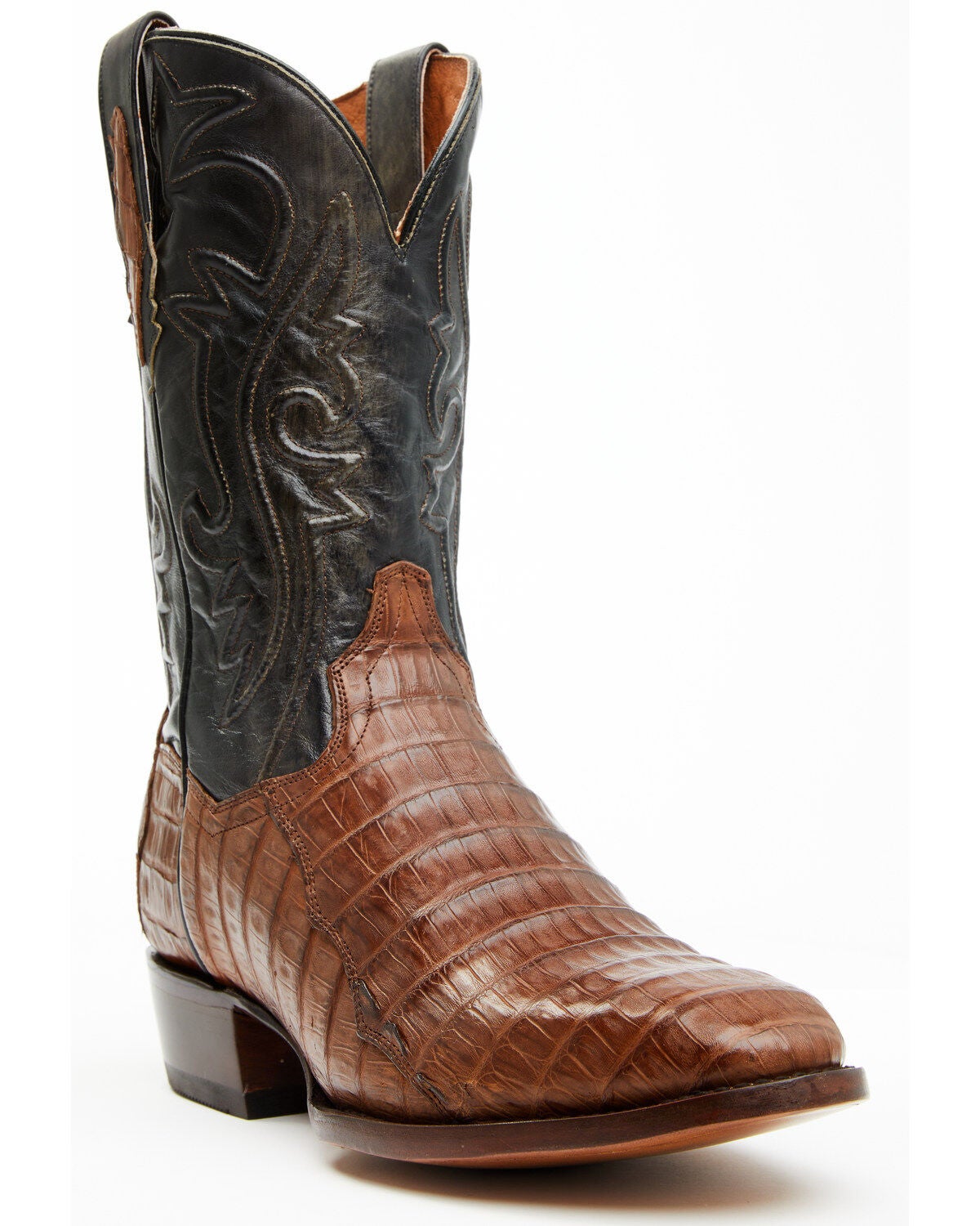 Dan Post Men's 12" Exotic Caiman Western Boots - Round Toe, Brown, hi-res