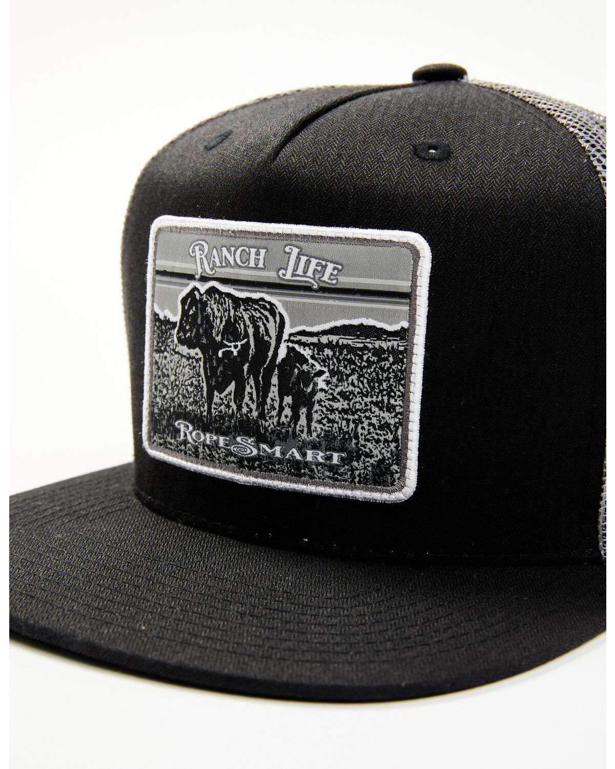 Image #2 - RopeSmart Men's Monochrome Ranch Life Trucker Cap, Black, hi-res