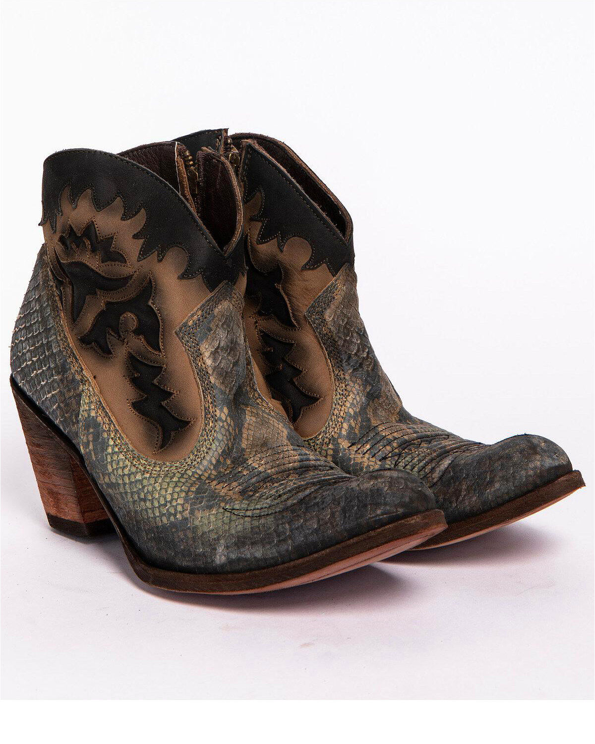 Image #4 - Liberty Black Women's Python Fileteado Verde Western Booties - Medium Toe, , hi-res