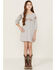 Image #1 - Roper Girls' Cotton Millenge Empire 3/4 Sleeve Mini Dress, Grey, hi-res