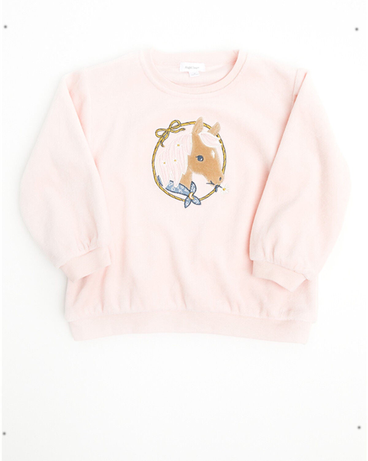 Image #1 - Angel Dear Infant Girls' Velour Horse Pullover, Pink, hi-res