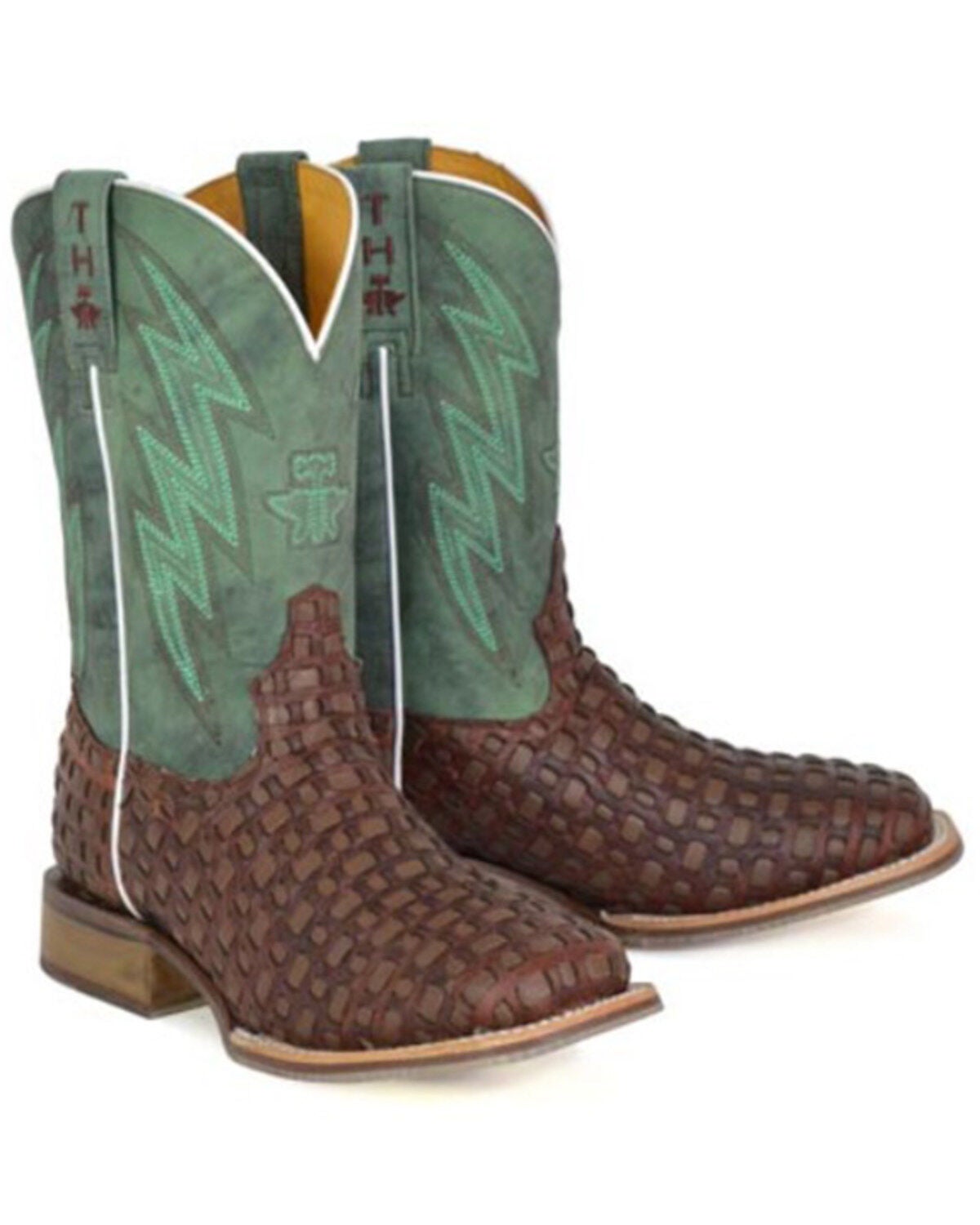 Tin Haul Men's Tangled Western Boots - Broad Square Toe, Brown, hi-res