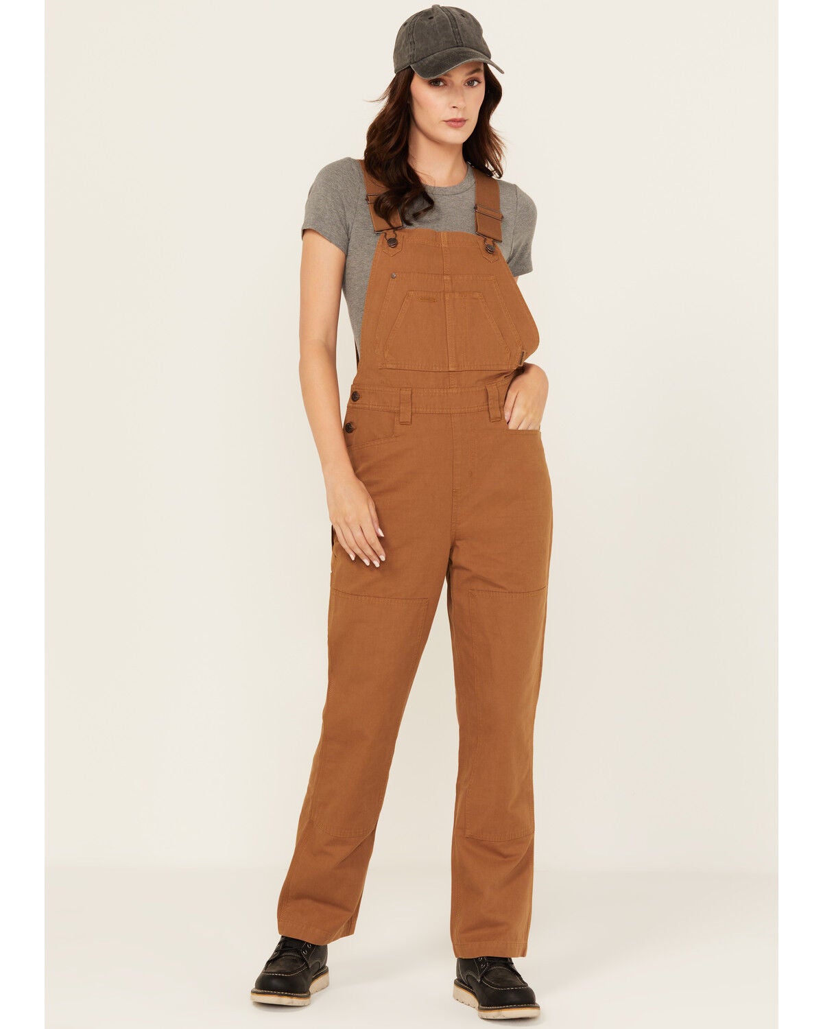 Lucky Brand Workwear Women's Broken Canvas Work Overalls, Camel, hi-res