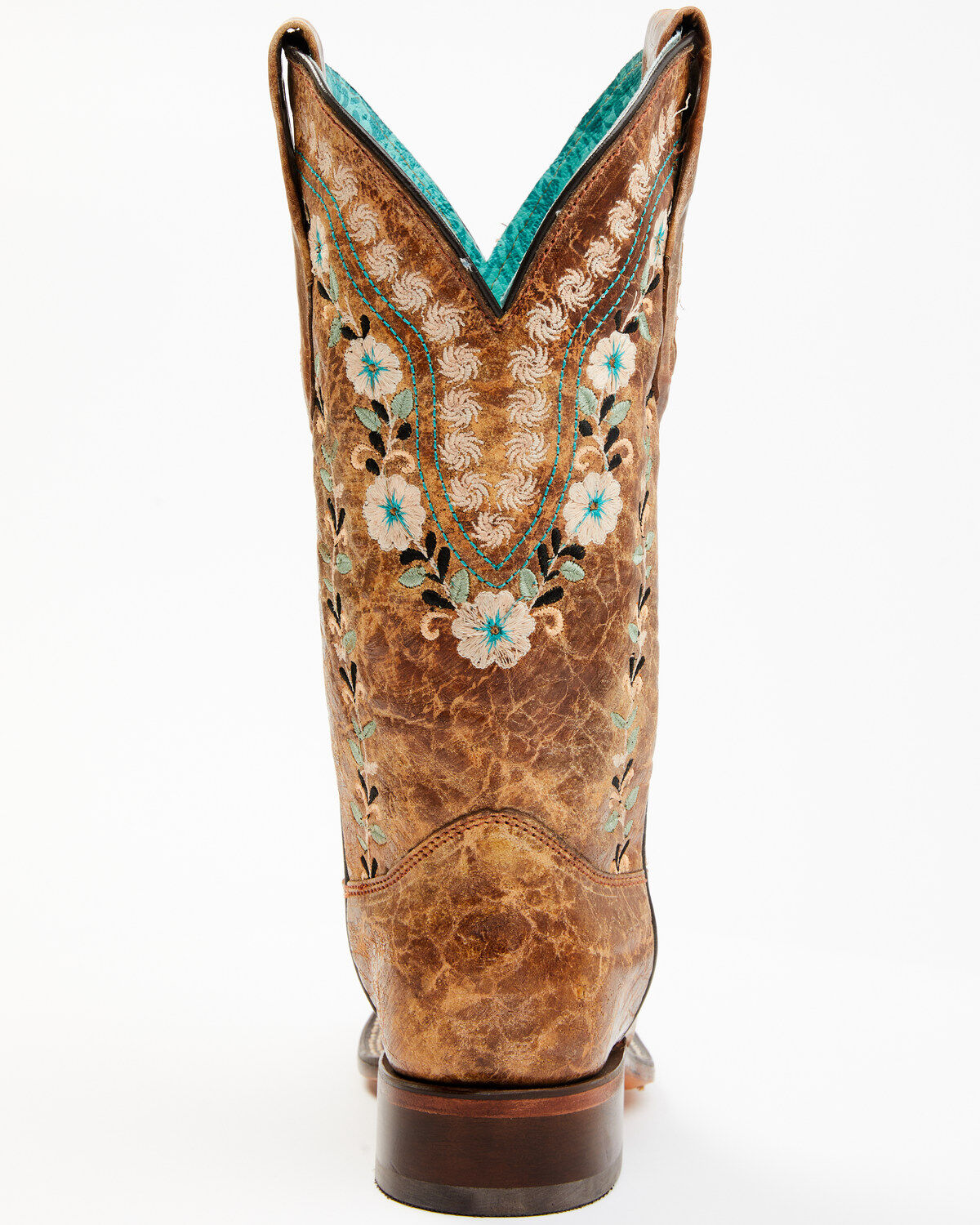 Image #6 - Corral Women's Floral Blacklight Western Boots - Square Toe, Cognac, hi-res
