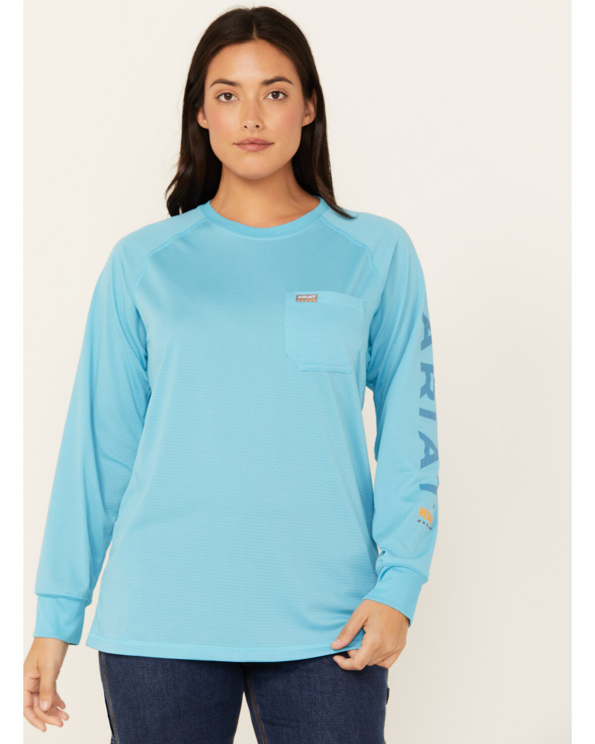 Image #2 - Ariat Women's Rebar Heat Fighter Long Sleeve Work Shirt, Blue, hi-res