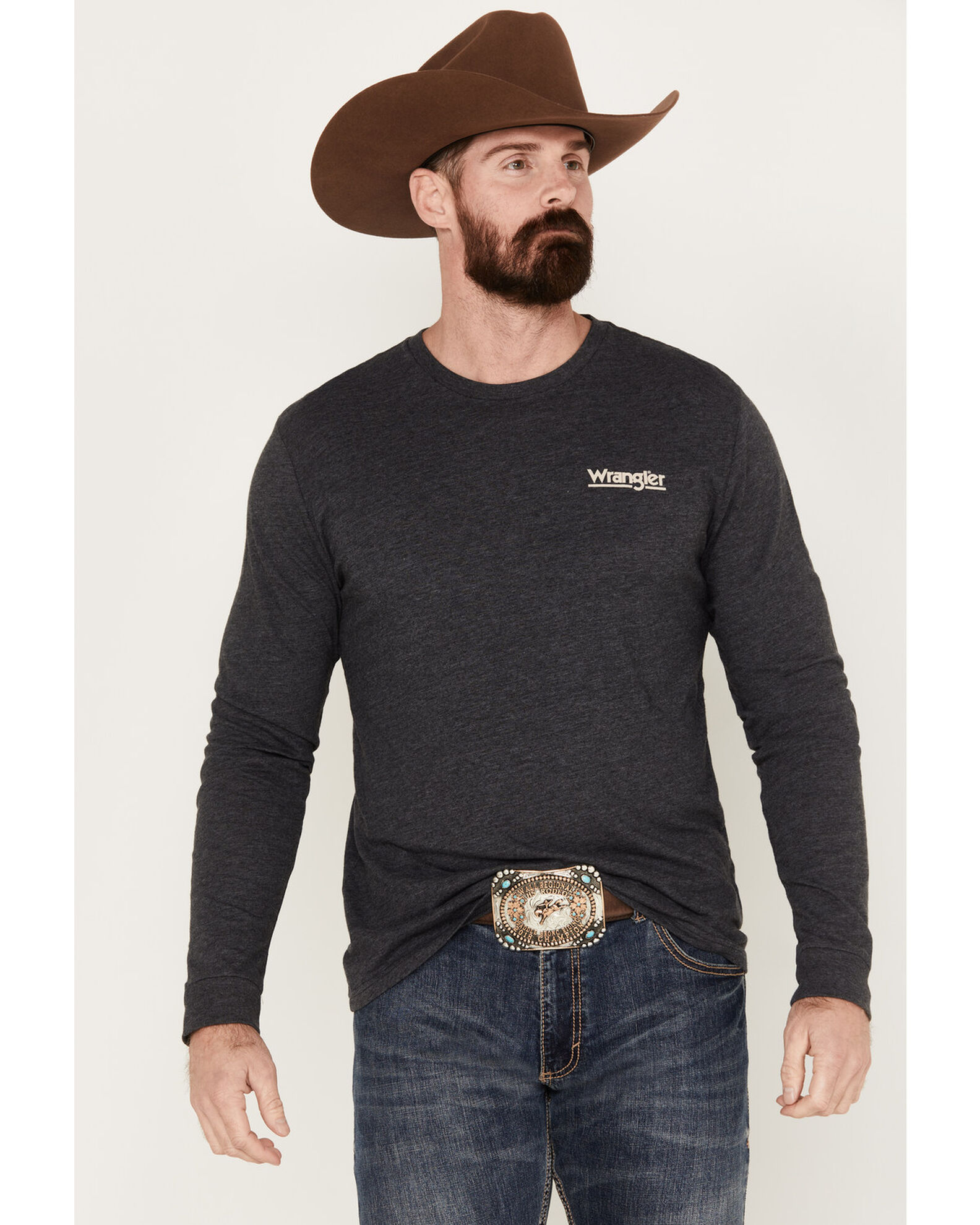 Wrangler Men's Cowboy Outline Graphic Long Sleeve T-Shirt | Boot Barn