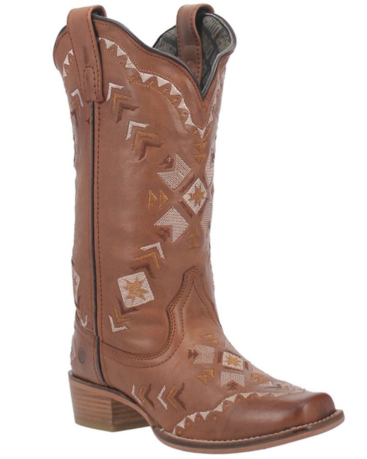 Dingo Women's Mesa Southwestern Embroidered Leather Western Boot - Square Toe, Tan, hi-res