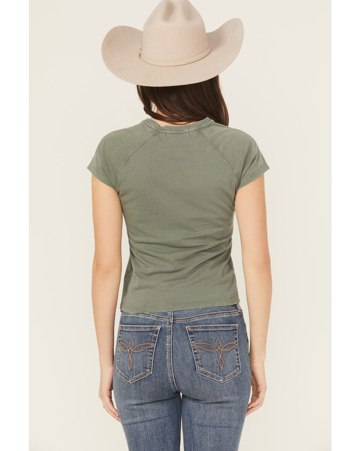 Image #4 - Rock & Roll Denim Women's Studded Baby Tee, Green, hi-res