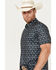 Panhandle Men's Southwestern Print Short Sleeve Performance Pearl Snap Polo, Black, hi-res
