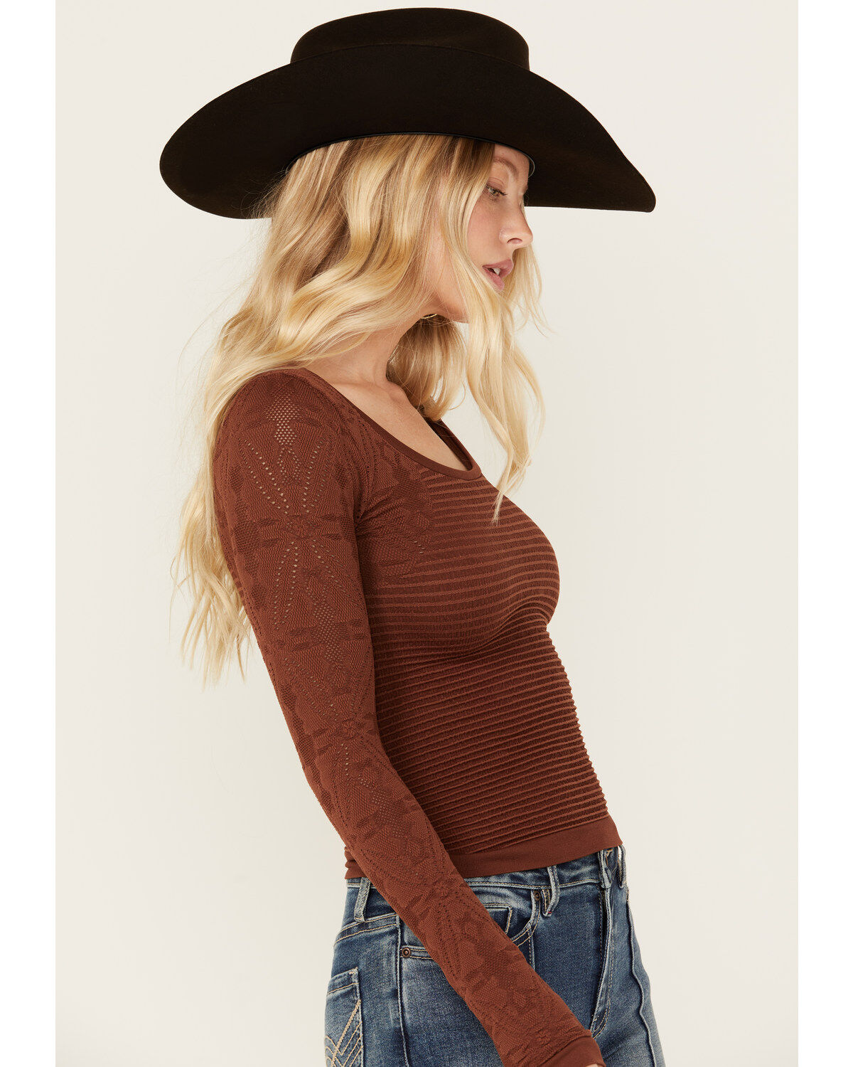 Image #3 - Fornia Women's Jacquard Long Sleeve Knit Top, , hi-res
