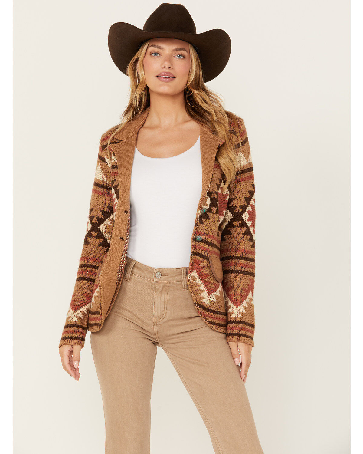 Image #1 - Tasha Polizzi Women's Southwestern Print Felina Blazer, Camel, hi-res