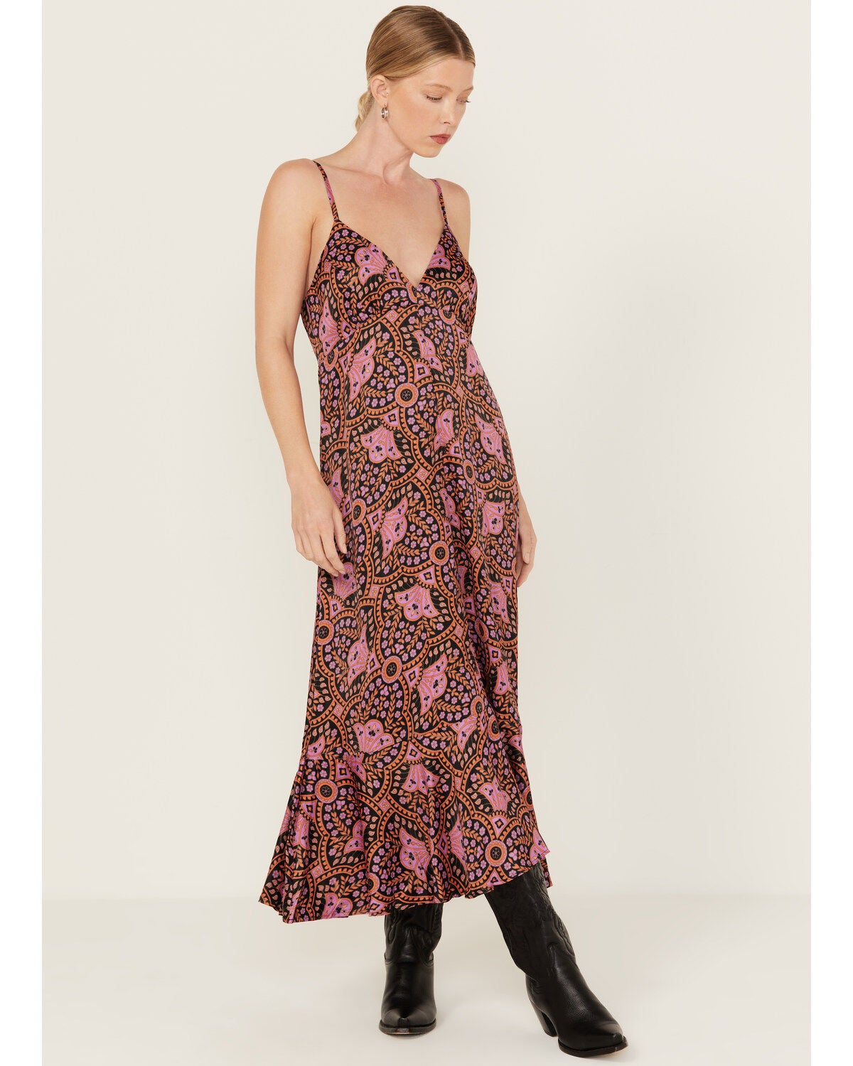 Jen's Pirate Booty Women's Cassia Print Slip Midi Dress, Multi, hi-res