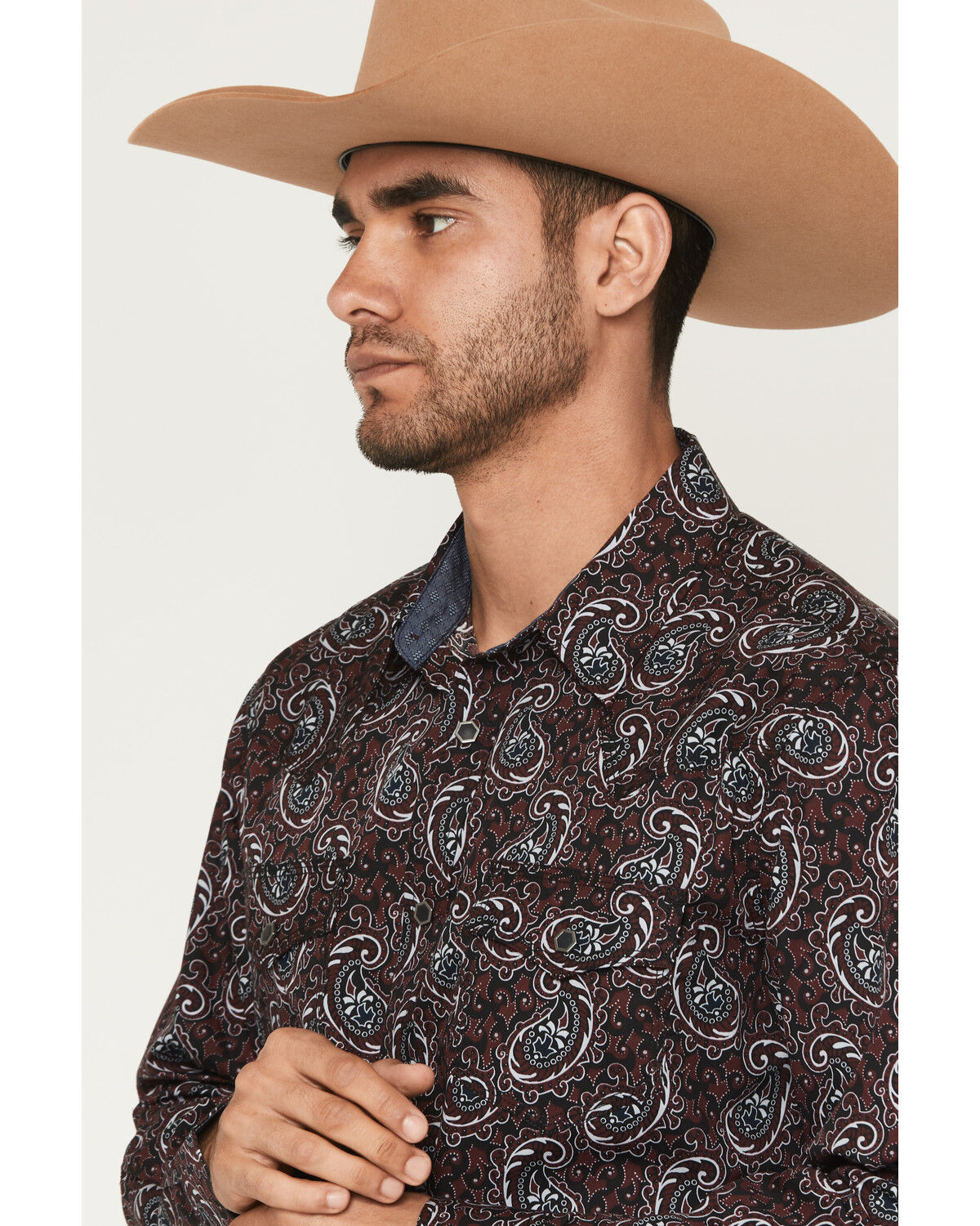 Moonshine Spirit Men's Lava Paisley Print Long Sleeve Snap Western Shirt