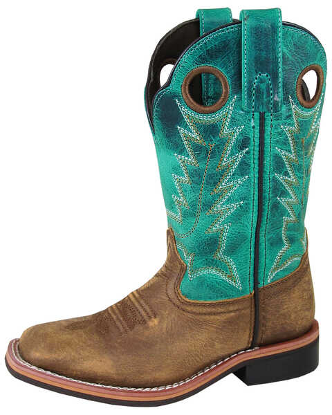 Smoky Mountain Boys' Jesse Western Boots - Broad Square Toe, Brown/blue, hi-res
