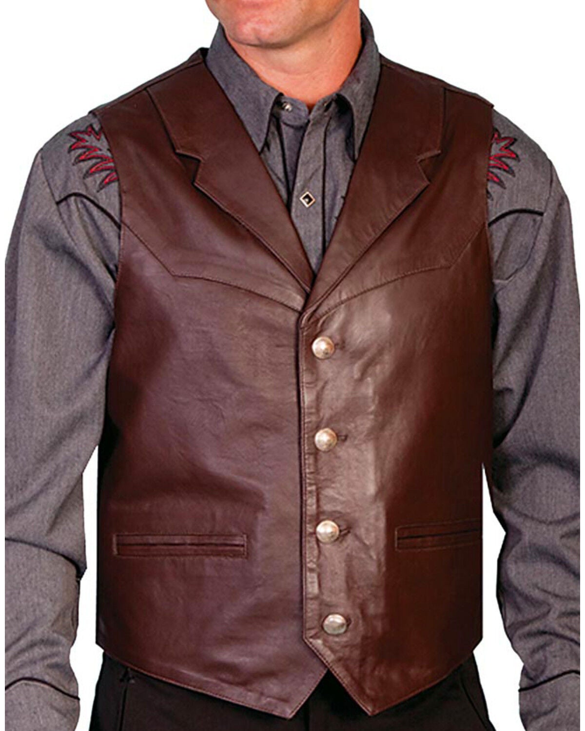 Image #1 - Scully Men's Lambskin Lapel Vest - Big, Brown, hi-res