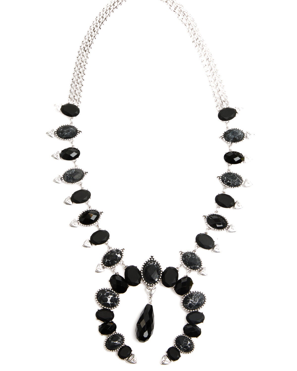 Lainey Wilson Women's Stone Squash Blossom Necklace, Black, hi-res