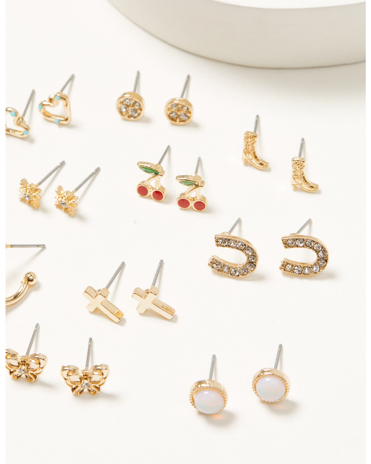 Image #3 - Shyanne Women's Heart And Cherry Earing Set - 12 Piece, Gold, hi-res