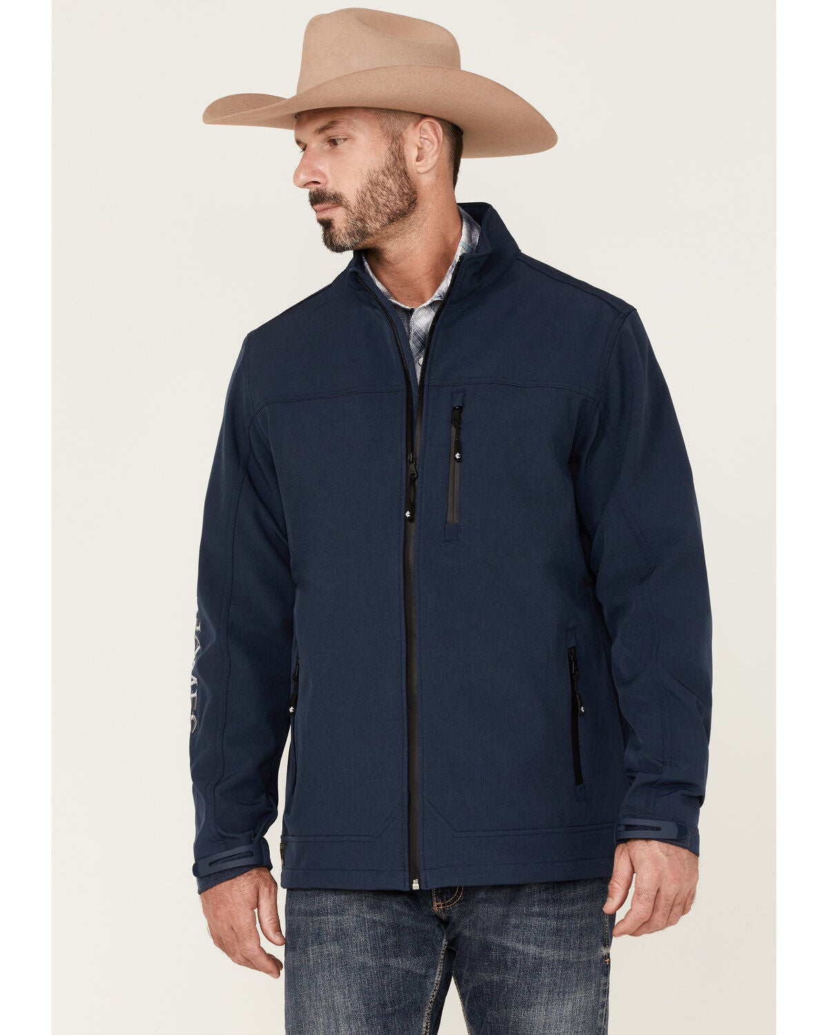 Cody James Core Men's Steamboat Logo Zip-Front Softshell Jacket, Navy, hi-res