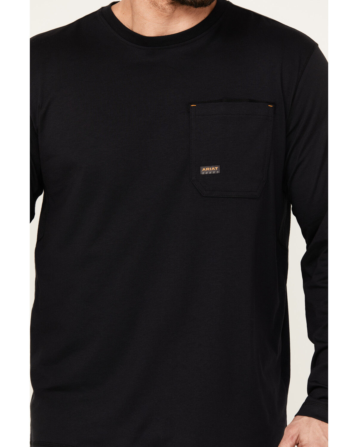 Image #2 - Ariat Men's Rebar Workman Chrome Moto Eagle Long Sleeve Graphic Work T-Shirt, Black, hi-res