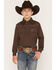 Image #1 - Cowboy Hardware Boys' Geo Print Long Sleeve Snap Western Shirt, Brown, hi-res