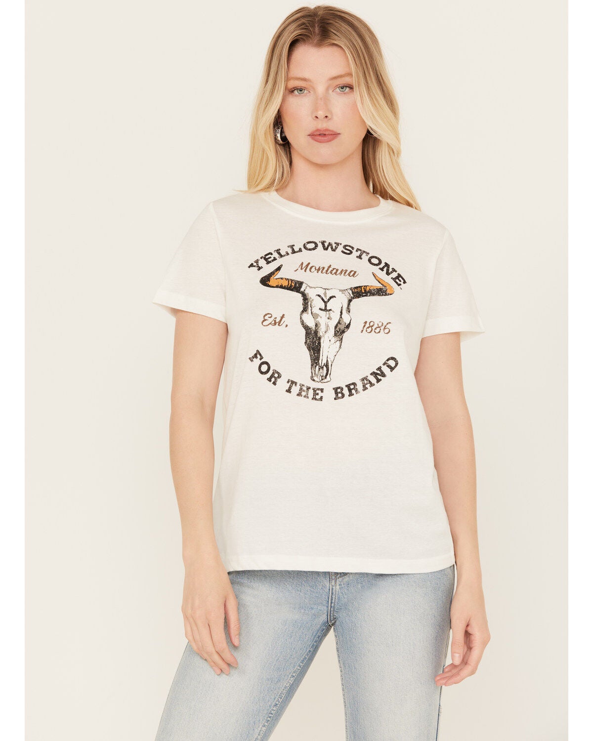 Paramount Network's Yellowstone Women's Dutton Ranch Short Sleeve Graphic Tee, Ivory, hi-res