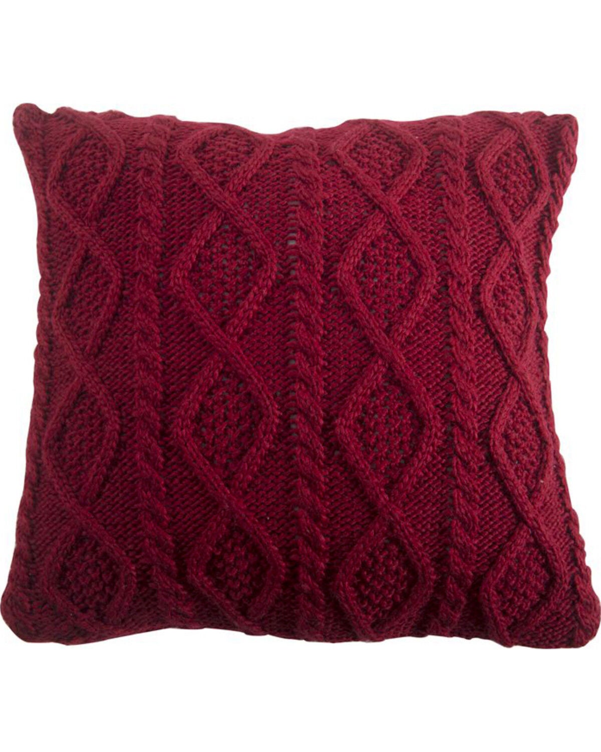 HiEnd Accents Red Cable Knit Pillow, Red, hi-res